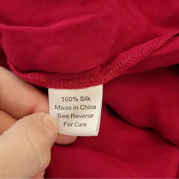 Parker Pink Sangria Spagetti Strap Cold Shoulder Silk Top Size XS - Picture 7 of 10